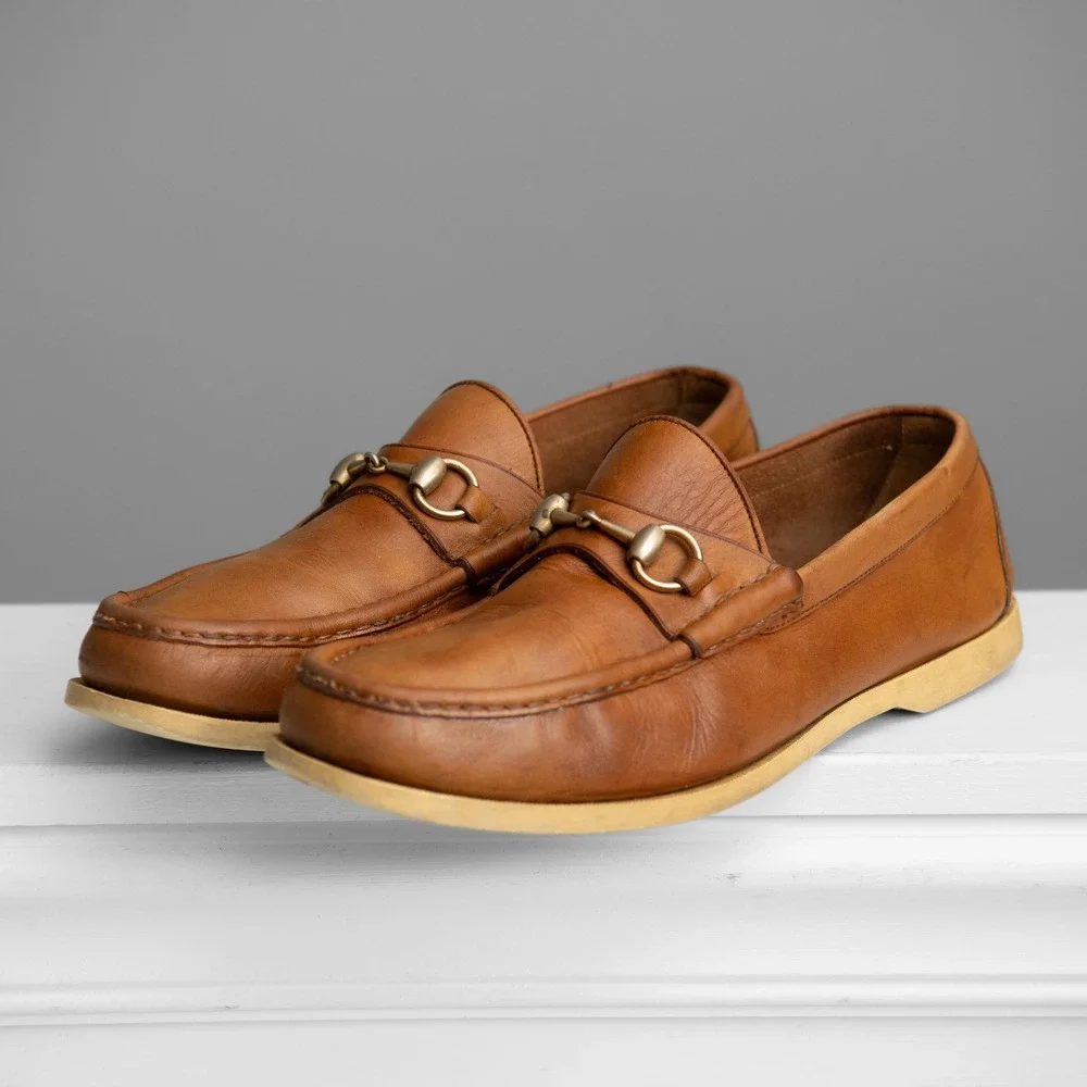 Gucci Men 10.5 Horsebit Loafers Brown Leather Quiet Luxury Old Money Minimalist